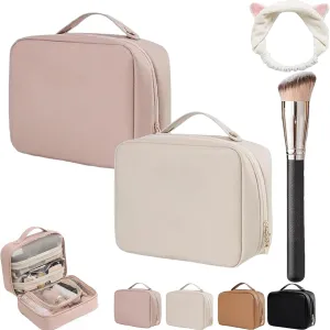 Multi-Compartment Toiletry Cosmetics Bag, Consulbefor Bag, Toiletry Cosmetics Bag Consulbefor, Large Capacity Travel Cosmetic Bag, Pu Leather Portable Storage Bag (2 Pcs A)
