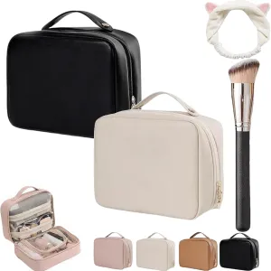 Multi-Compartment Toiletry Cosmetics Bag, Consulbefor Bag, Toiletry Cosmetics Bag Consulbefor, Large Capacity Travel Cosmetic Bag, Pu Leather Portable Storage Bag (2 Pcs D)