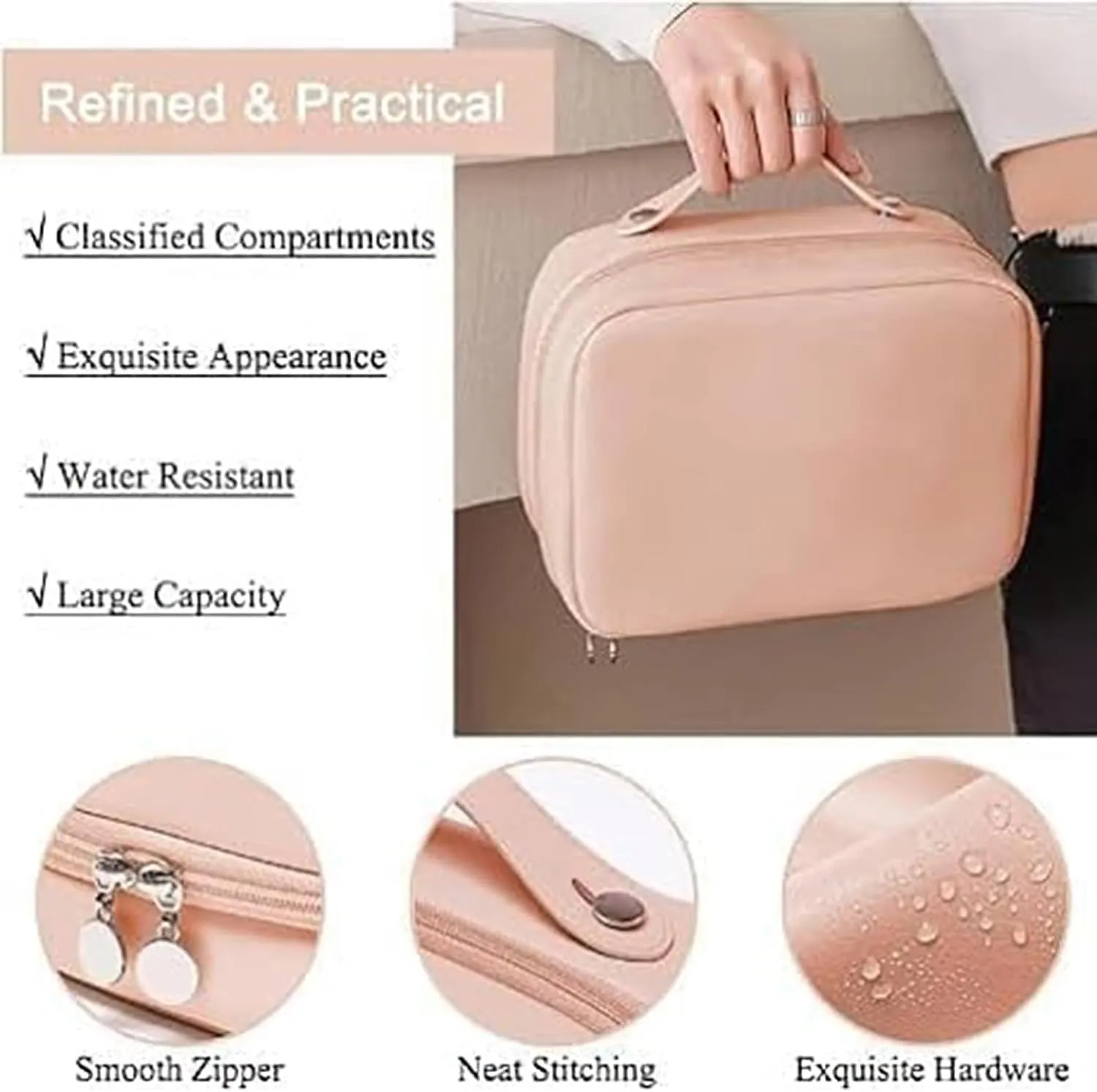 Multi-Compartment Toiletry Cosmetics Bag, Consulbefor Bag, Toiletry Cosmetics Bag Consulbefor, Large Capacity Travel Cosmetic Bag, Pu Leather Portable Storage Bag (2 Pcs D)