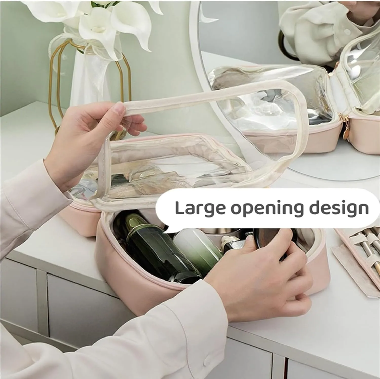 Multi-Compartment Toiletry Cosmetics Bag, Consulbefor Bag, Toiletry Cosmetics Bag Consulbefor, Large Capacity Travel Cosmetic Bag, Pu Leather Portable Storage Bag (2 Pcs D)