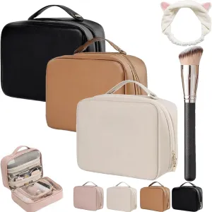 Multi-Compartment Toiletry Cosmetics Bag, Consulbefor Bag, Toiletry Cosmetics Bag Consulbefor, Large Capacity Travel Cosmetic Bag, Pu Leather Portable Storage Bag (3 Pcs A)