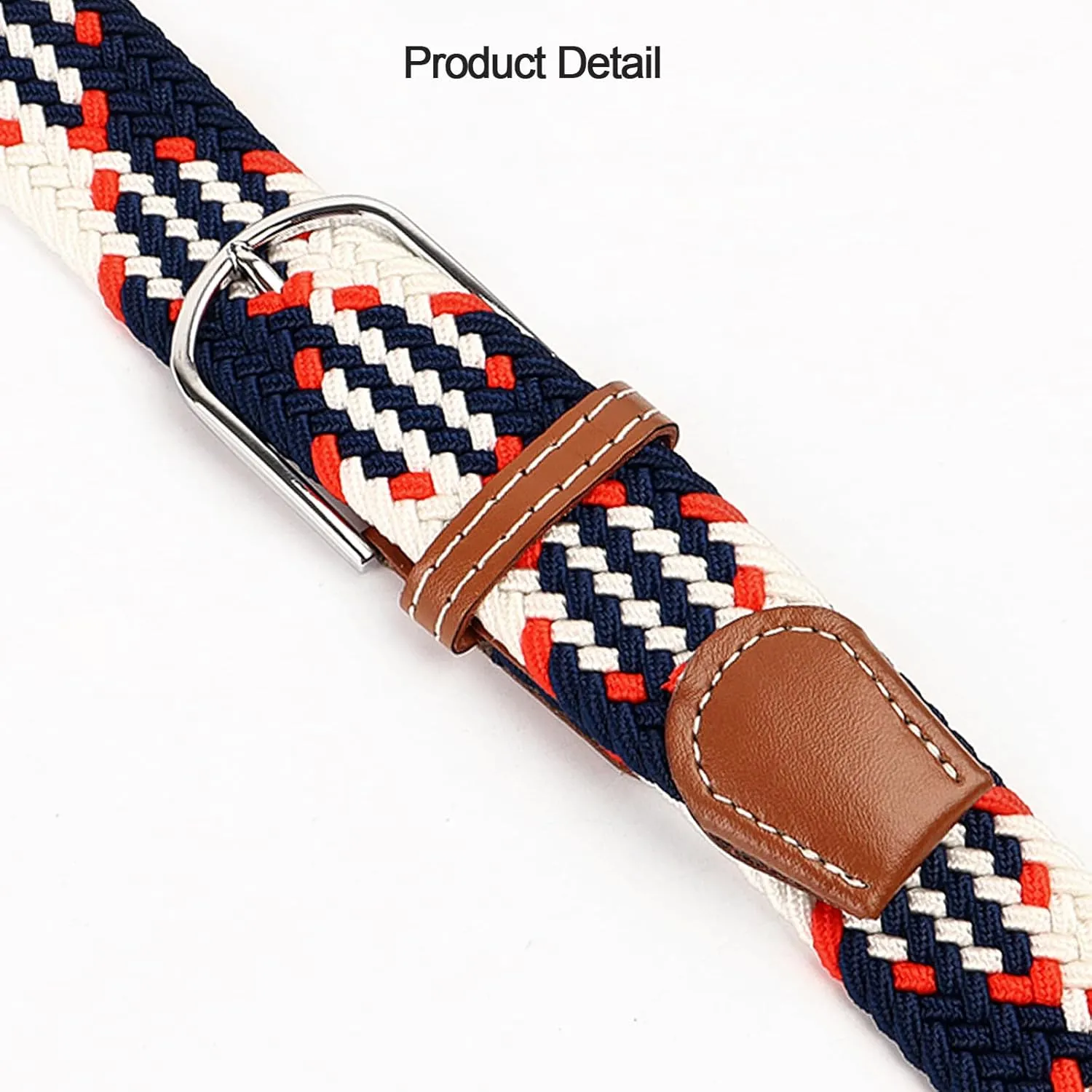 Multicolored Woven Stretch Belt for Men and Women, Braided Elastic Golf Belts Jeans Casual Pants Sport Belt