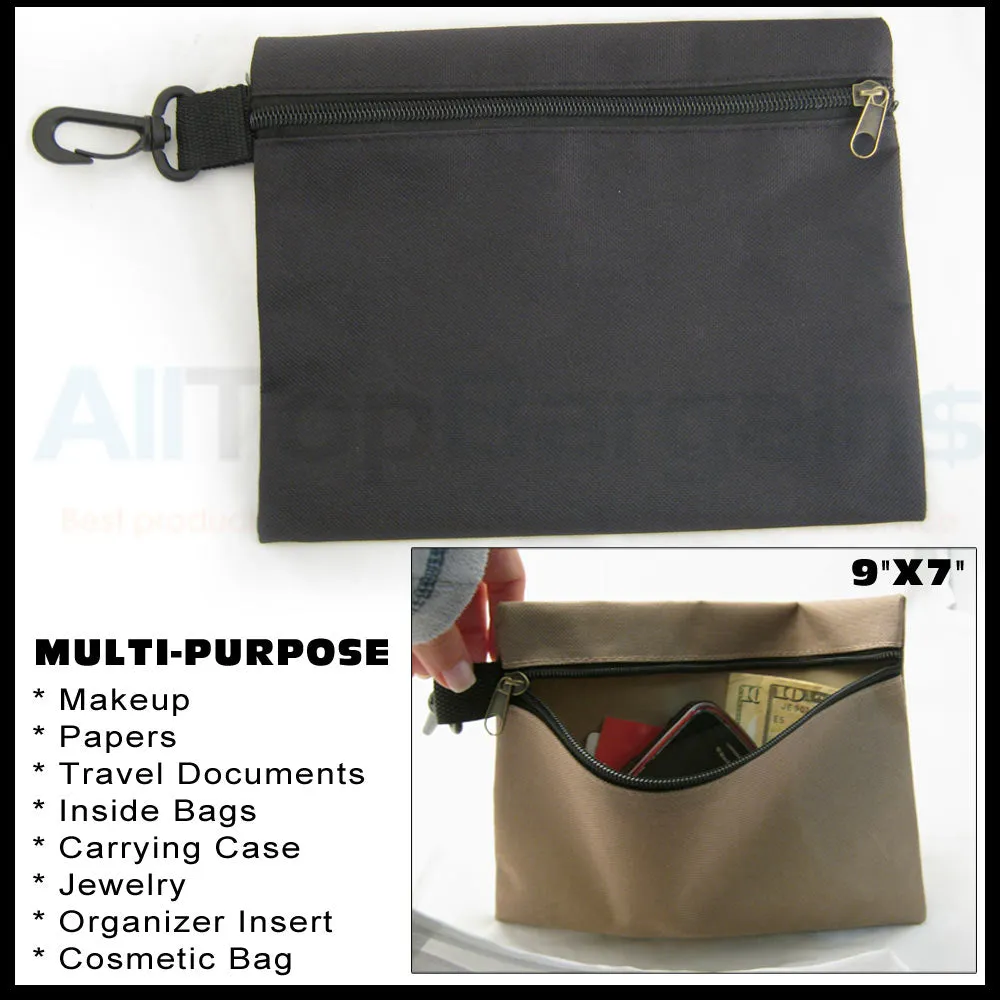 Multipurpose Canvas Zipper Heavy Duty Tool Bag Organize Storage Pouch 9" x 6.75"