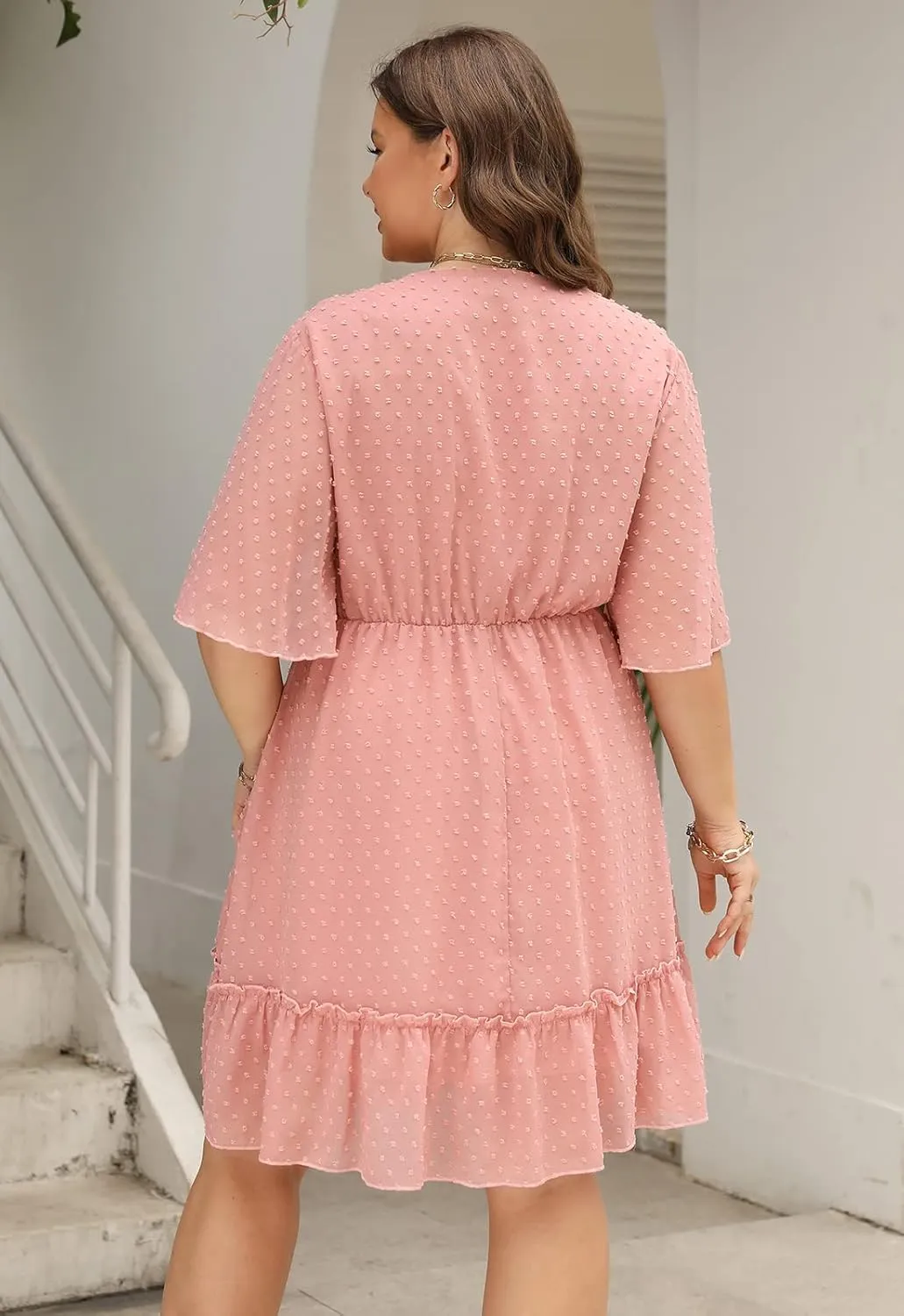 Nemidor Womens Loose Plus Size Summer Ditsy Floral Print Ruffle Mini Flowy Dress NEM314