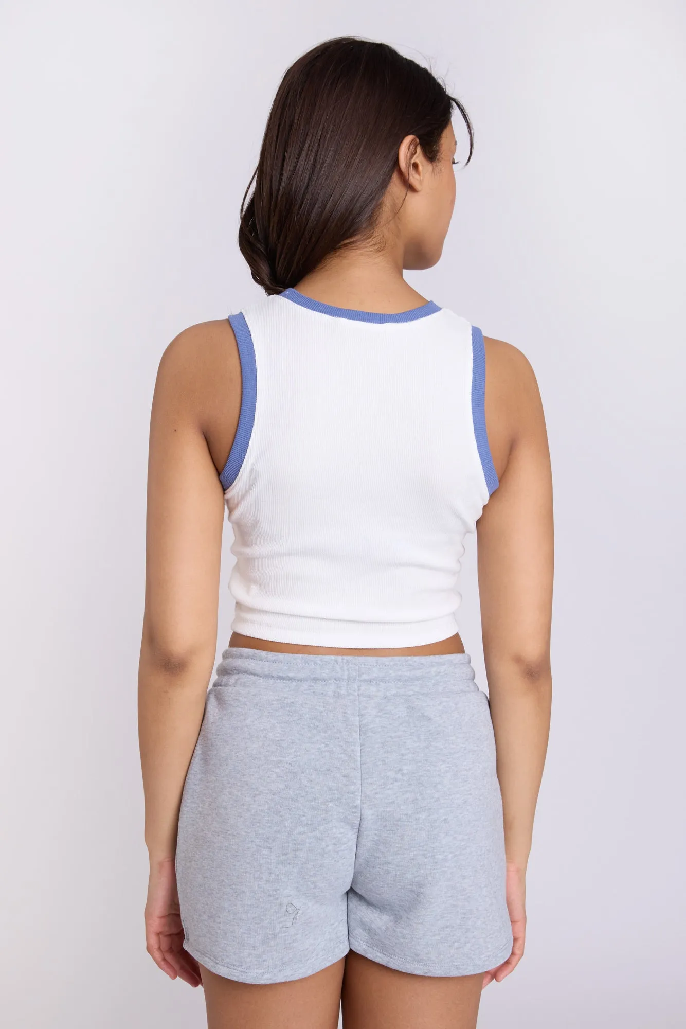 New York Crest Embroidered Graphic High Neck Tank Top