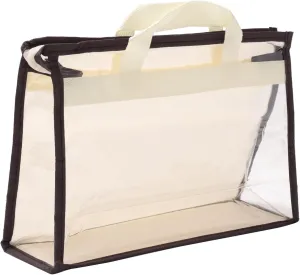 PATIKIL Handbag Dust Bags, Clear Purse Storage Organizer S Size PVC Dustproof Handbag Cover Transparent Purse Protector, Beige