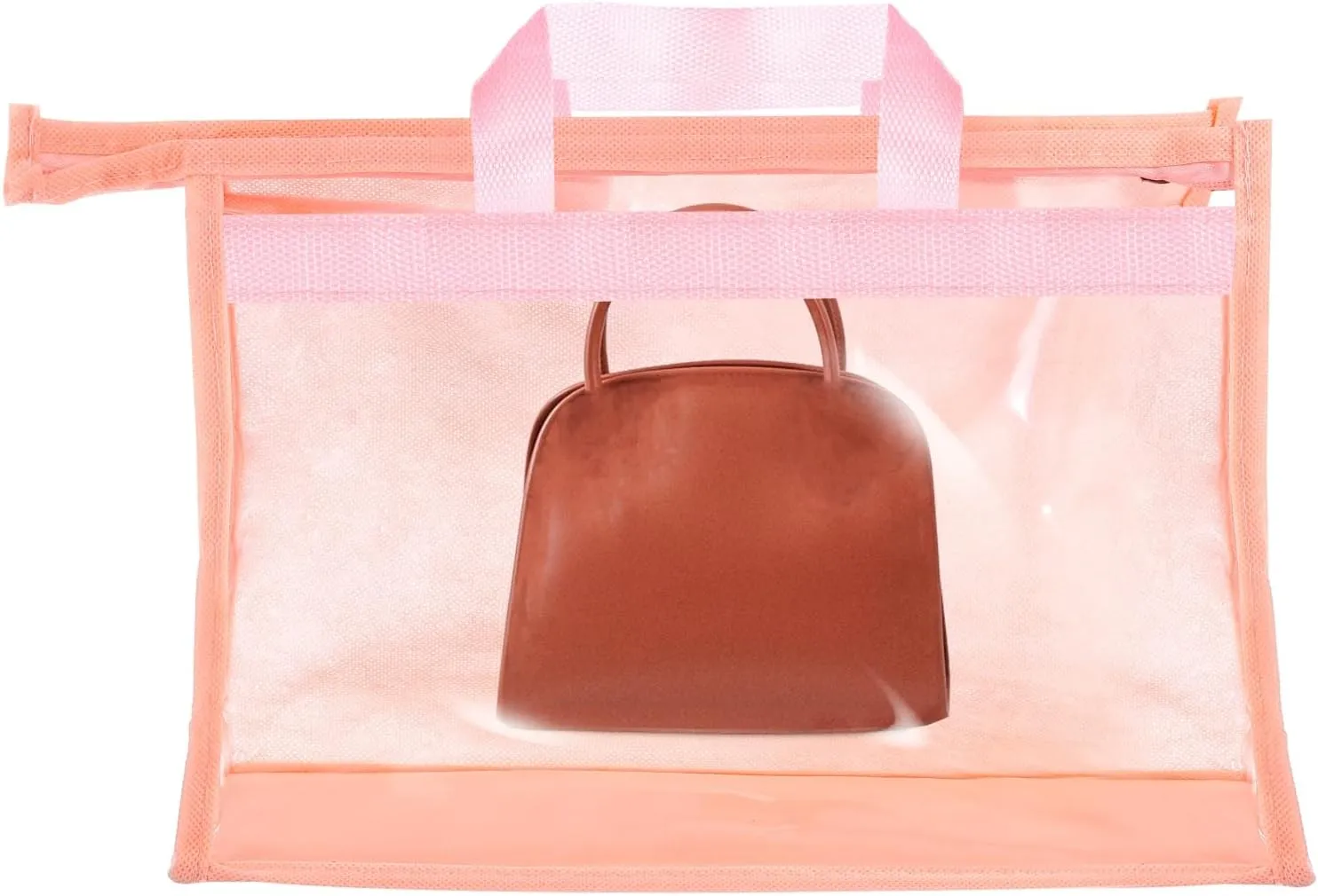 PATIKIL Handbag Dust Bags, Clear Purse Storage Organizer XL Size PVC Dustproof Handbag Cover Transparent Purse Protector for Closet Rack Wardrobe, Pink