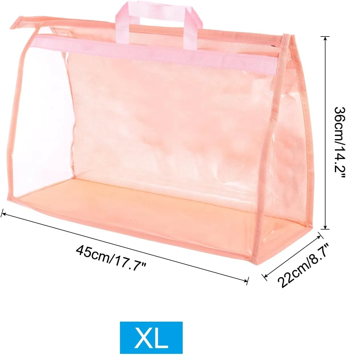 PATIKIL Handbag Dust Bags, Clear Purse Storage Organizer XL Size PVC Dustproof Handbag Cover Transparent Purse Protector for Closet Rack Wardrobe, Pink