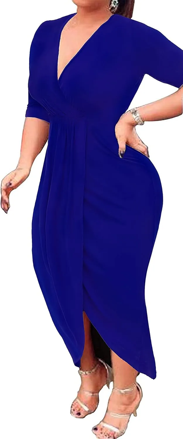 Plus Size Club Dresses for Women Party Night Bodycon Prom Ball Gown Wedding Guest Bridesmaid Midi Dress
