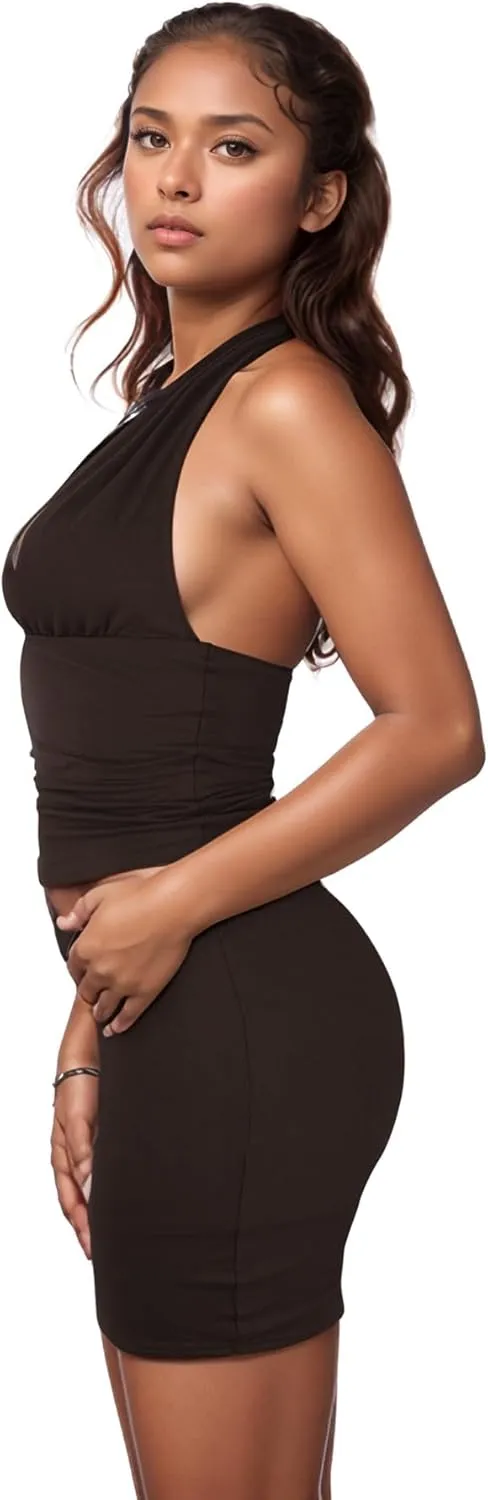 PORRCEY Women Sexy Casual 2 Piece Leopard Cheetah Print Party Club Bodycon Mini Dress