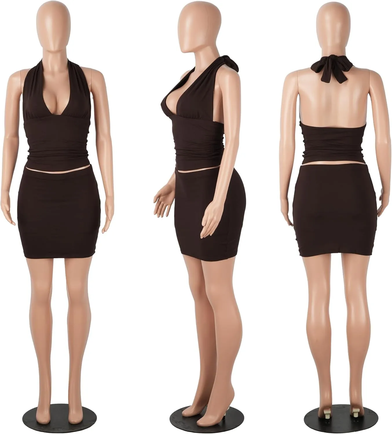 PORRCEY Women Sexy Casual 2 Piece Leopard Cheetah Print Party Club Bodycon Mini Dress