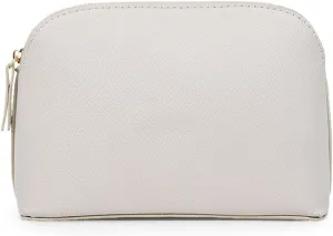 Portable Makeup Bag for Women, Small Pu Leather Cosmetic Bag Travel Pouch with Zipper Cosmetic Bag for Purse (Beige)