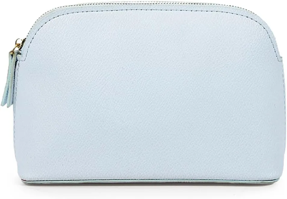 Pu Leather Cosmetic Bag, Small Makeup Bag for Purse Water-resistant Zipper Pouch for Traveling (Light Blue)