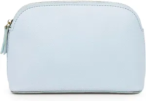 Pu Leather Cosmetic Bag, Small Makeup Bag for Purse Water-resistant Zipper Pouch for Traveling (Light Blue)