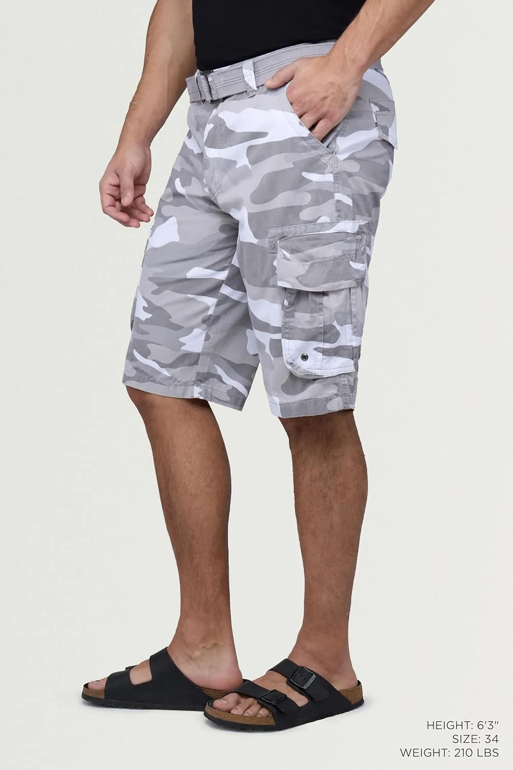RAW X Mens Belted Cargo Shorts, Relaxed Fit Casual Knee Length Cargo Shorts for Men (Big and Tall Shorts for Men)
