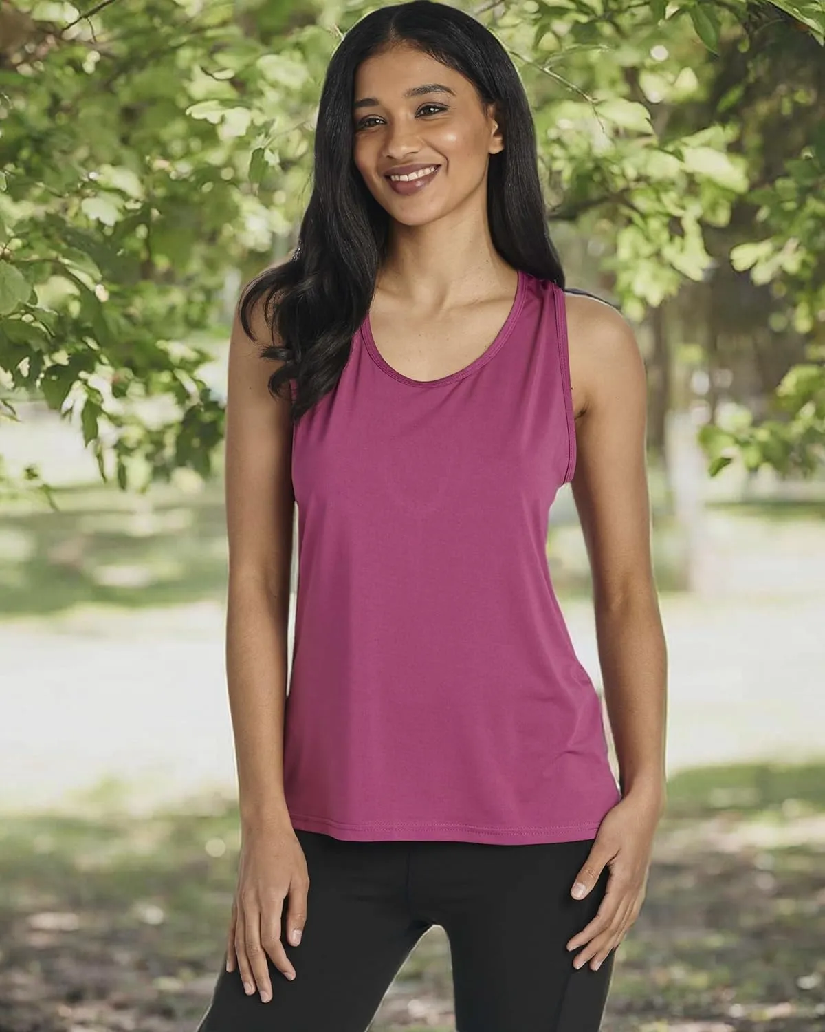 Real Essentials 5 Pack: Women's Crossback Keyhole Open Back Workout Tank Top Dry-Fit Sleeveless Yoga Gym (Available in Plus)