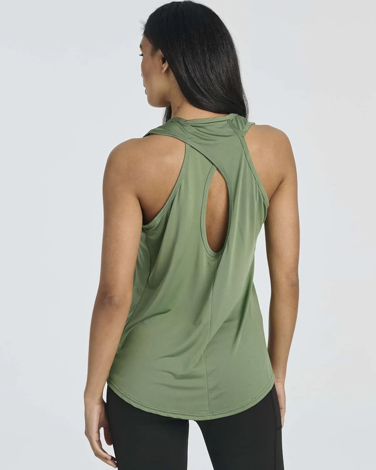 Real Essentials 5 Pack: Women's Crossback Keyhole Open Back Workout Tank Top Dry-Fit Sleeveless Yoga Gym (Available in Plus)