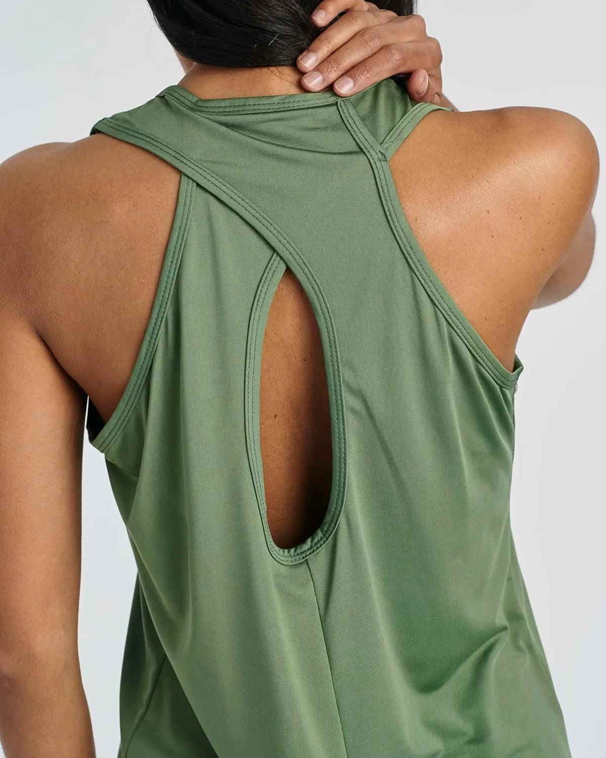 Real Essentials 5 Pack: Women's Crossback Keyhole Open Back Workout Tank Top Dry-Fit Sleeveless Yoga Gym (Available in Plus)