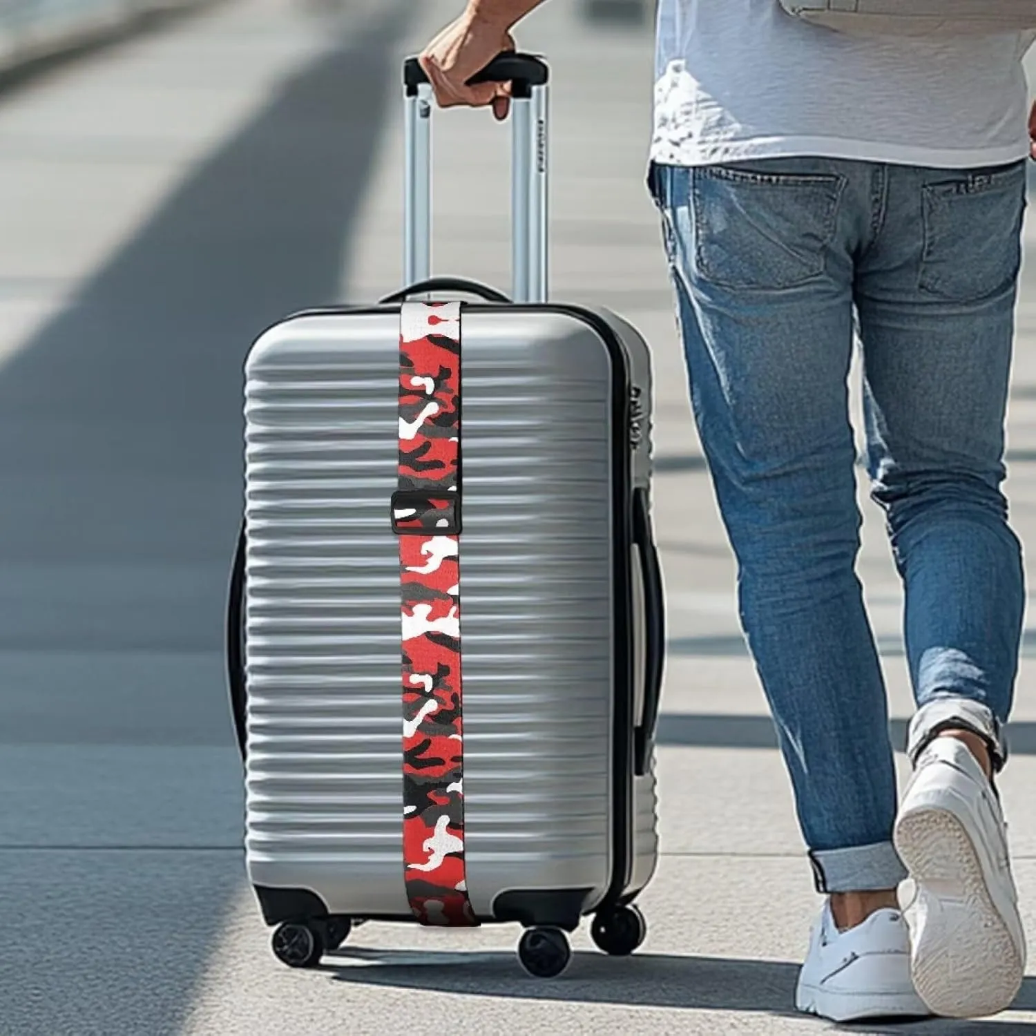 Red Camo Adjustable Luggage Strap Suitcase 2Pack Adjustable Strap Belt Strap Luggage Straps to Connect Two Suitcases Suitcase Belts Luggage Strap Luggage Accessories
