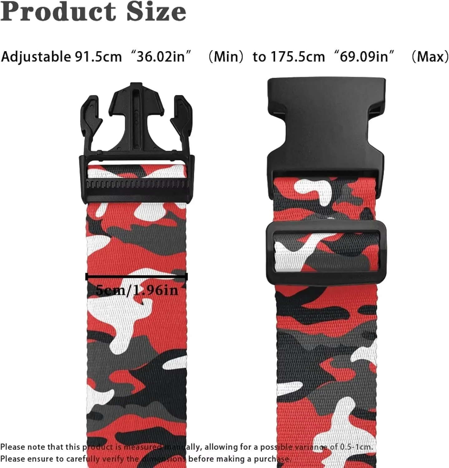 Red Camo Adjustable Luggage Strap Suitcase 2Pack Adjustable Strap Belt Strap Luggage Straps to Connect Two Suitcases Suitcase Belts Luggage Strap Luggage Accessories