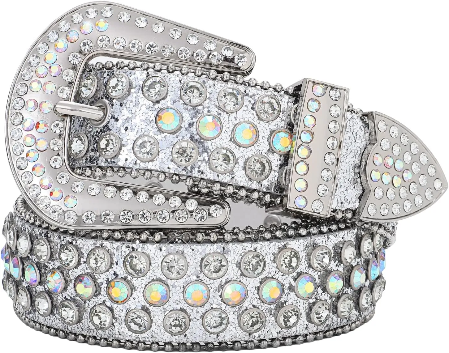 Rhinestone Belt for Men Women, Western Cowboy Cowgirl Belts Bling Leather Belt With Cross and Diamond for Jeans