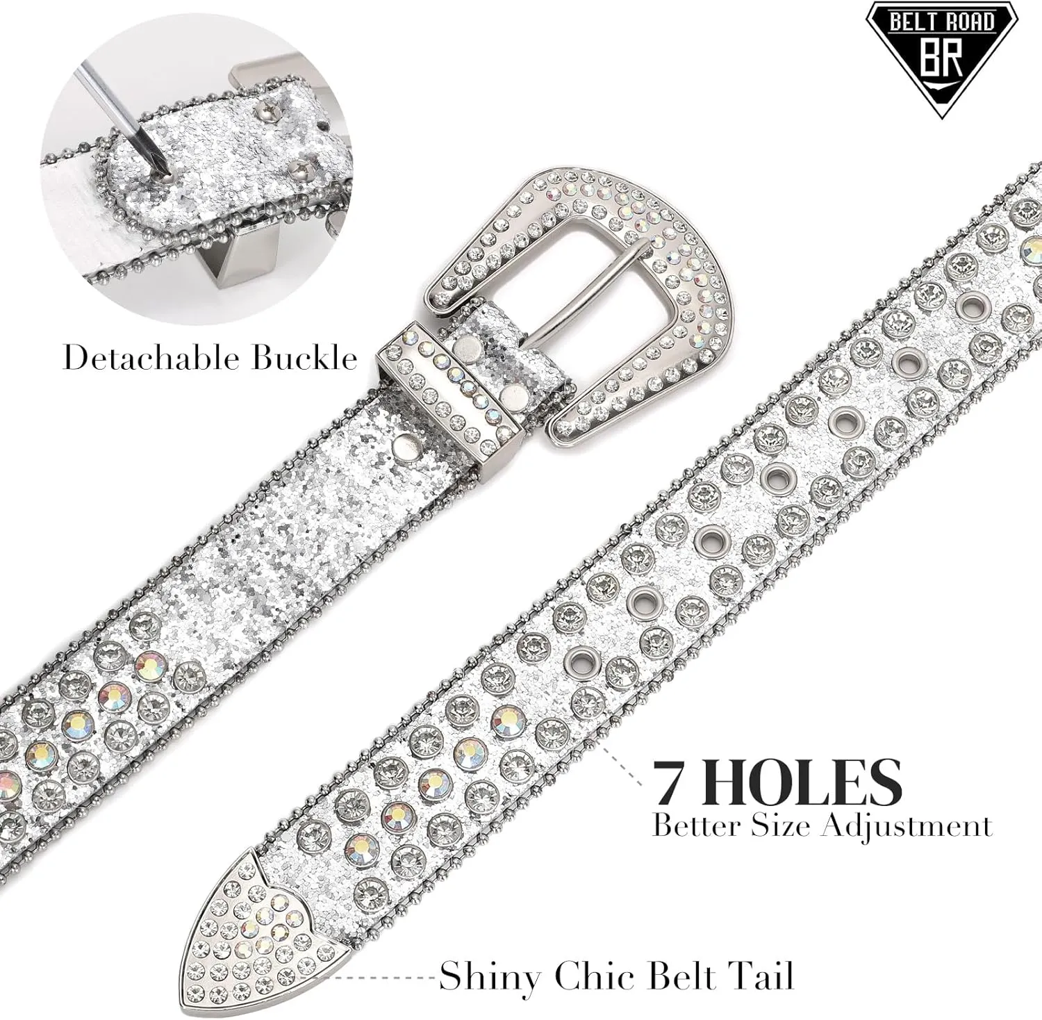 Rhinestone Belt for Men Women, Western Cowboy Cowgirl Belts Bling Leather Belt With Cross and Diamond for Jeans