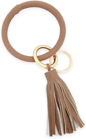 RIAH FASHION Multi-Function Key Ring Wrist Bangle Bracelet - Round Keychain Organizer Hands-Free Card Holder Wallet Wristlet