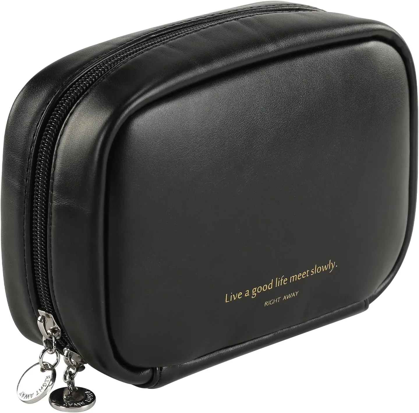 RIGHT AWAY Makeup Bag,Travel Cosmetic Bag Organizer with Zipper,Waterproof Toiletry Bags Makeup Pouch for Purse, Small Make Up Bag &Cases with Compartments for Women GirlsBlack