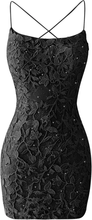 Rjer Tight Homecoming Dresses 2025 Lace Short Prom Dress Spaghetti Straps Cocktail Party Dresses for Teens
