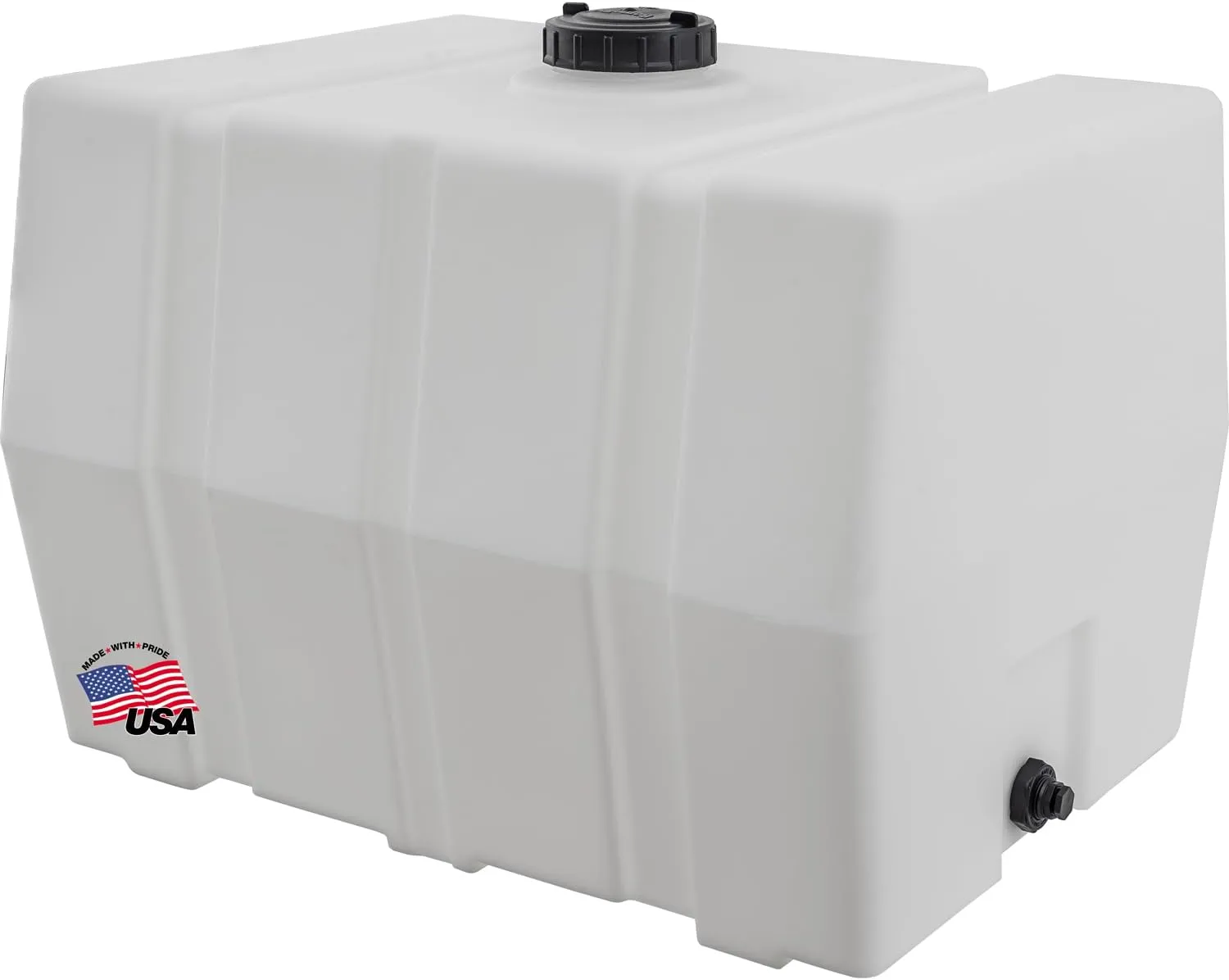 RomoTech 82123929 Horizontal Square Reservoir Water Tank, 100 gallon, Made In The USA, Poly Tank For Water and Non-Flammable Liquids, Rust and Corrosion Proof
