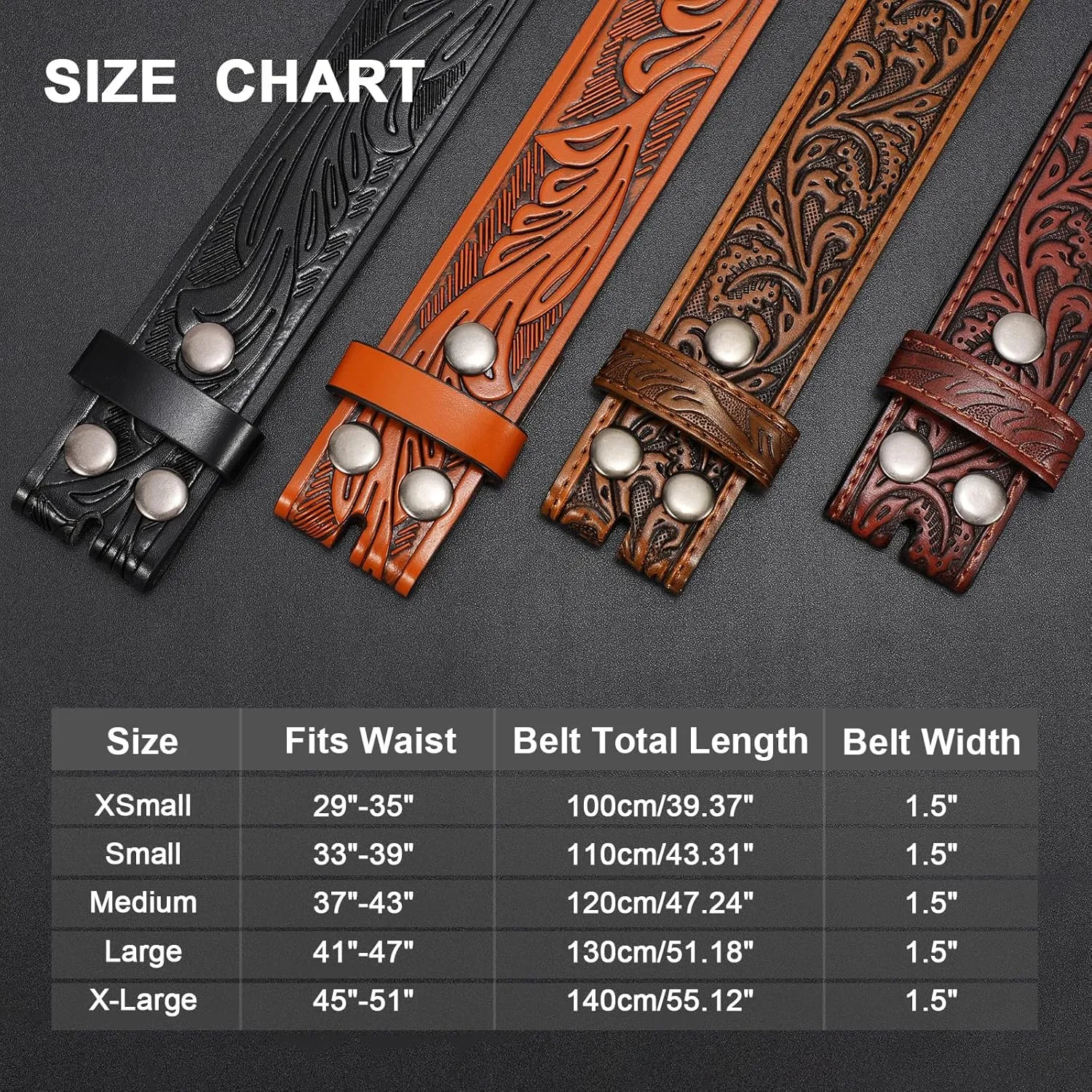 SANSTHS 2 Pack Western Belts for Men without Buckle, Cowboy Belt for Buckle Western Leather Belt Straps for Jeans