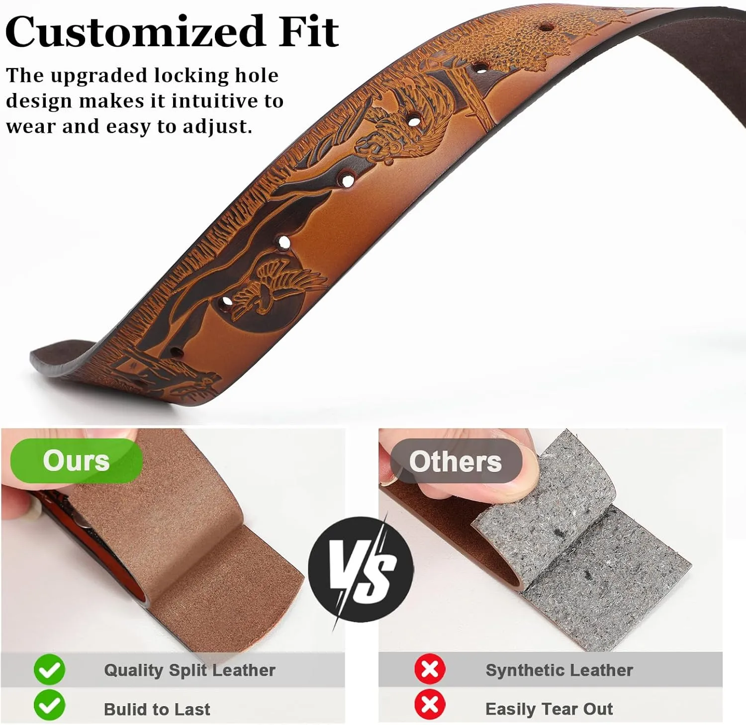 SANSTHS Cowboy Belts for Men Women, Western Leather Belt with Big Buckles Mexican Country Black Longhorn Bull Belt for Jeans
