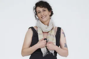 Santa Monica by SOSH - Handwoven Cotton Scarf, Beige w/ Stripes