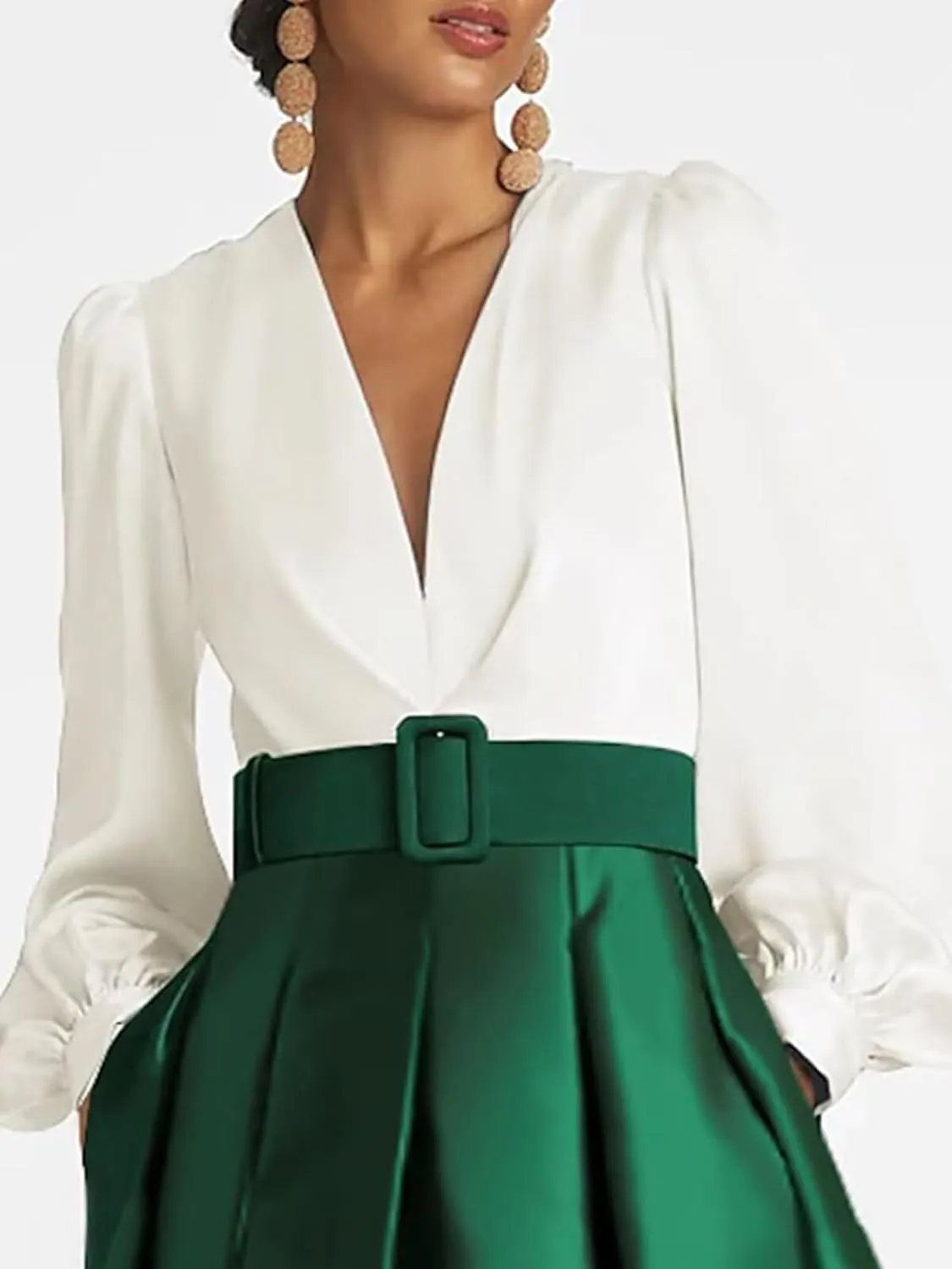 Satin Tea Length Prom Dresses for Women Long Sleeves Evening Gown Elegant A Line Wedding Guest Dress with Pocktes