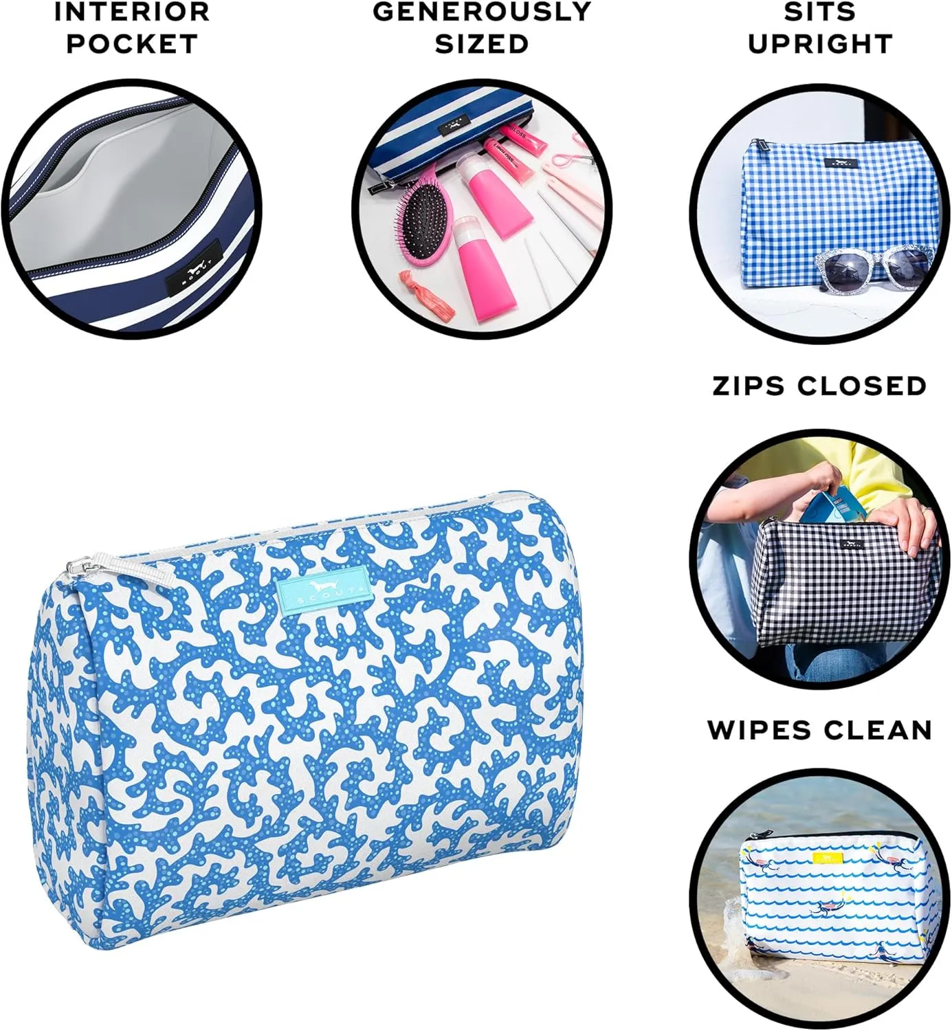 SCOUT Packin' Heat - Large, Water-Resistant, Zip Close Makeup Bag for Women- Toiletry Travel Bag - Cosmetic Bag