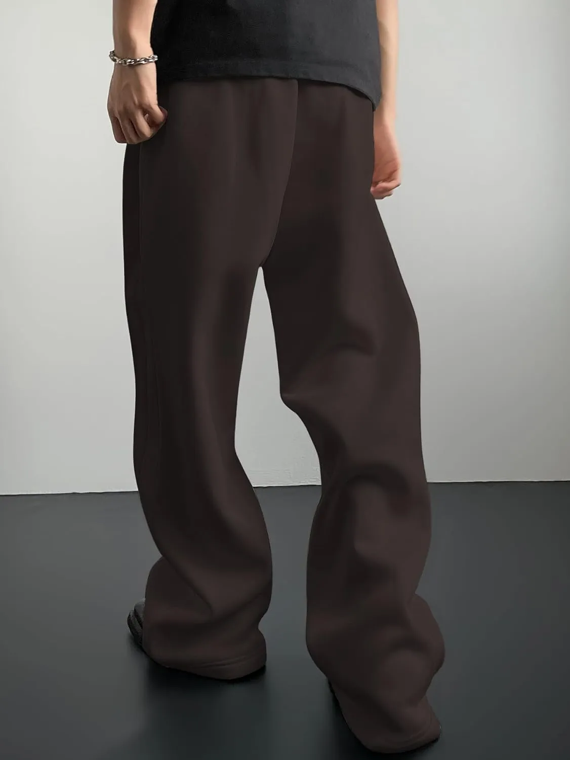 SHENHE Men's Baggy Pants Wide Leg Drawstring Waist Loose Sweatpants with Pockets