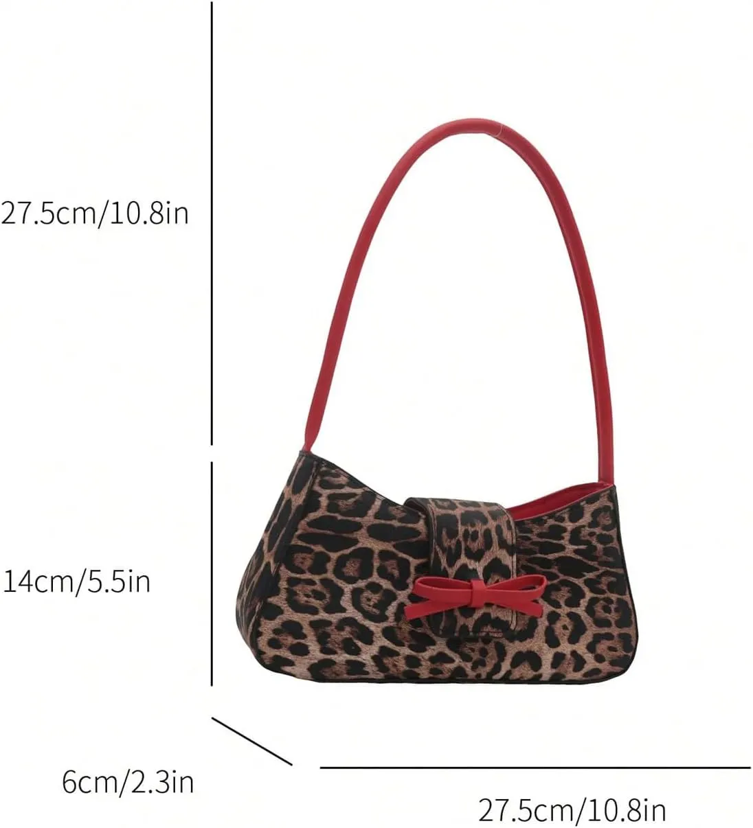 SHENHE Women's Y2K Leopard Print Bag PU Leather Bow Shoulder Small Cheetah Purse Clutch HandBag