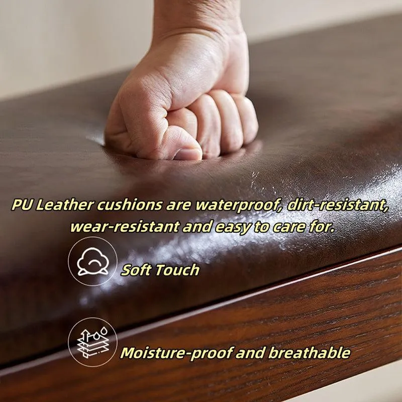 Shoe Bench with Leather Cushion Entryway Bench for Hallway/Mudroom