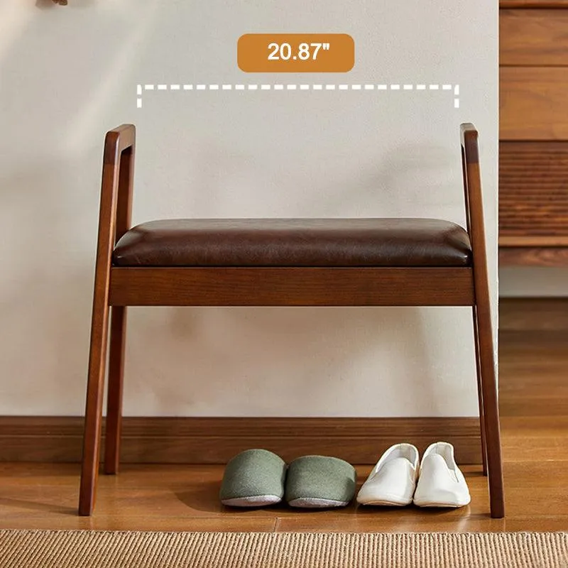Shoe Bench with Leather Cushion Entryway Bench for Hallway/Mudroom