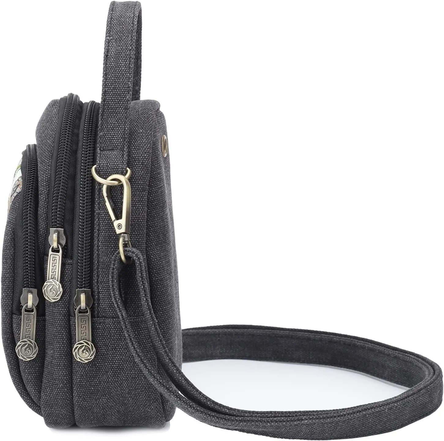SILKAREA Canvas Small Crossbody Bag Cell Phone Purse for Women Embroidered Shoulder Bag Handbags Wallet Bag Pouch
