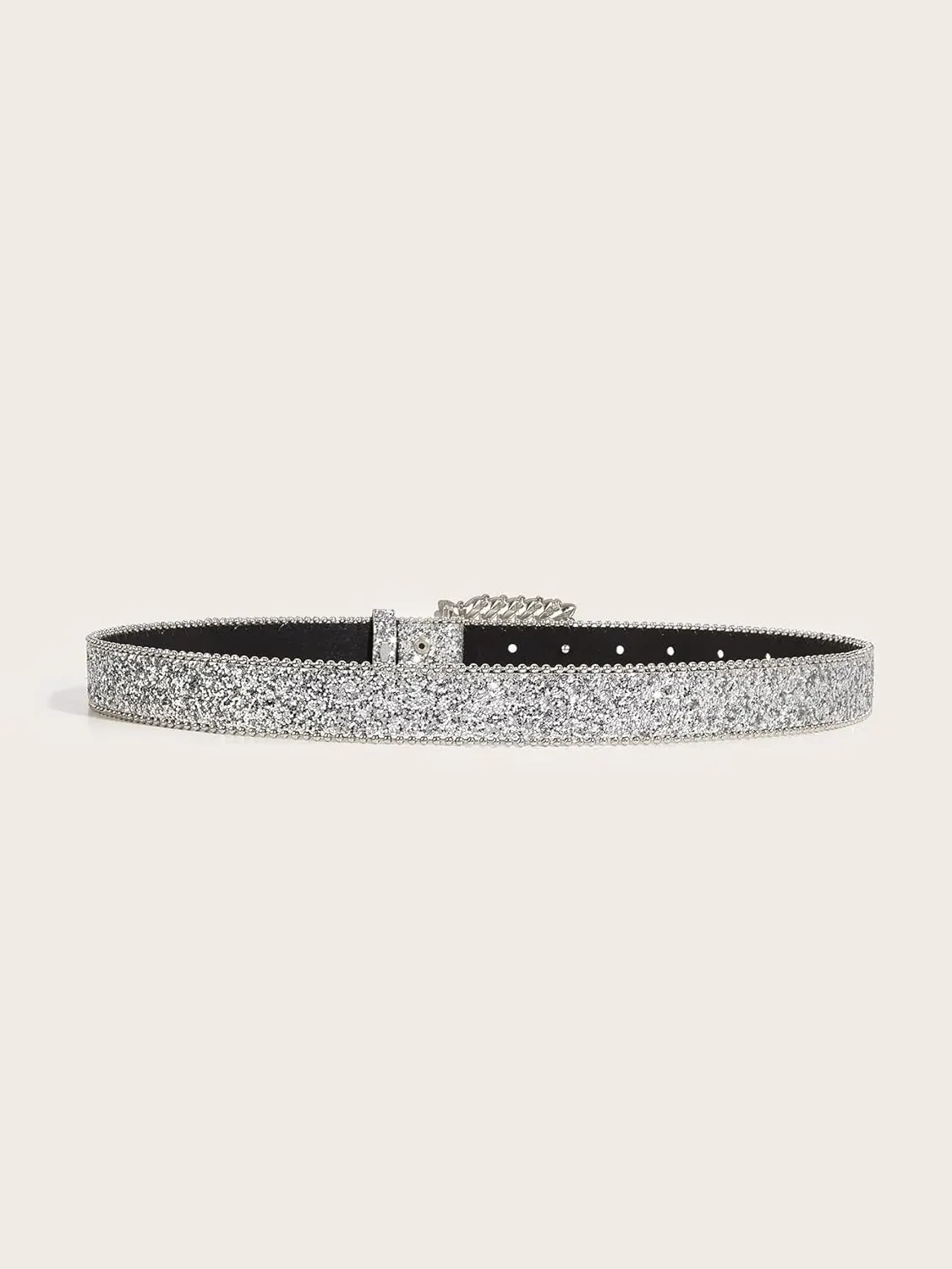 Silver Rhinestone Belt Western Cowgirl Cowboy Belts Vintage Bling Crystal Studded Leather Belt for Jean for 27-39"