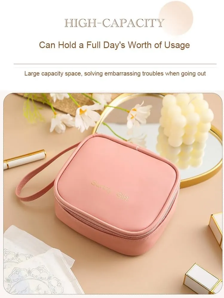 Small Makeup Bag for Purse Mini Square Cosmetic Bag for Women Cute Preppy Make Up Pouch with Zipper Tiny Leather Make Up Organizer Case for Backpack Waterproof Travel Toiletry Bags (Pink)