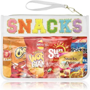 Snack Bags Pouch Travel Makeup Bag Chenille Letter Bags for Zipper Pouch Clear Cosmetic Bag Tote Bag Makeup Travel Bag for Women