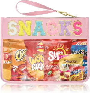 Snack Bags Pouch Travel Makeup Bag Chenille Letter Bags for Zipper Pouch Clear Cosmetic Bag Tote Bag Makeup Travel Bag for Women