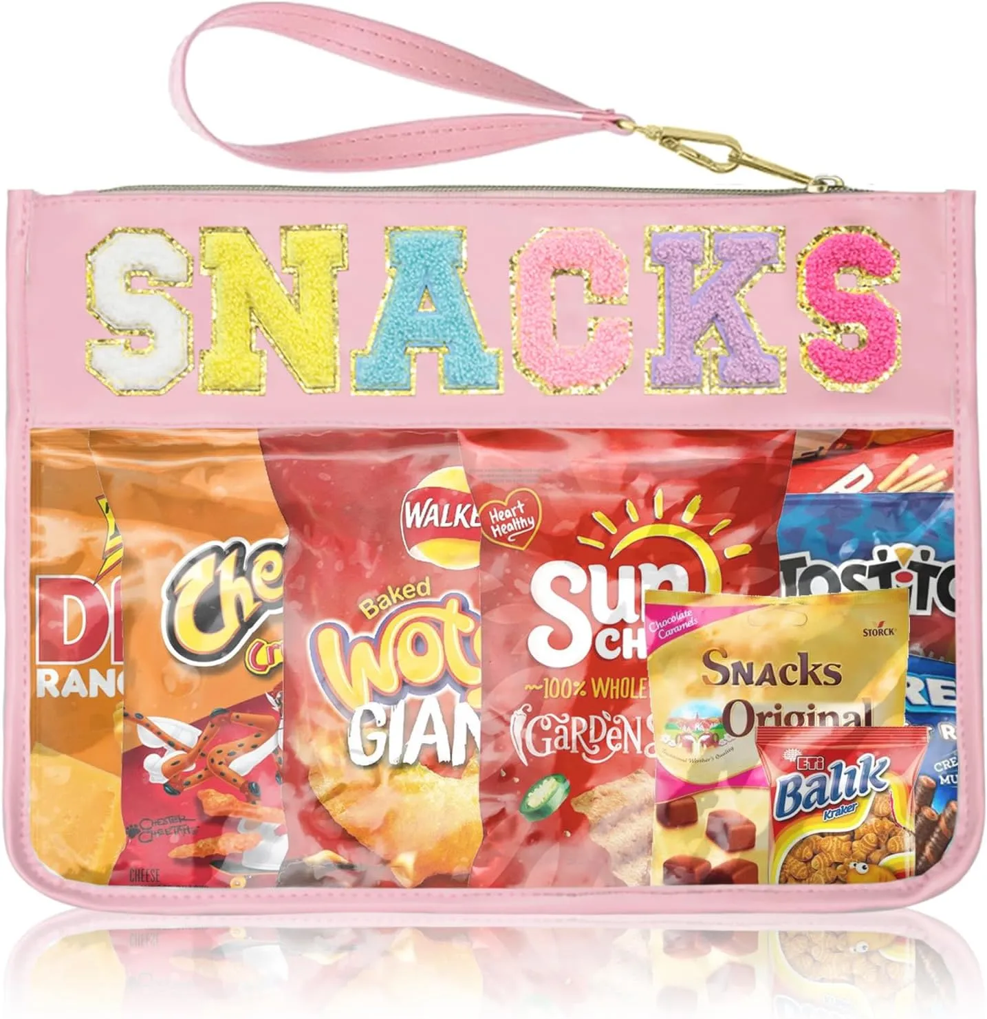 Snack Bags Pouch Travel Makeup Bag Chenille Letter Bags for Zipper Pouch Clear Cosmetic Bag Tote Bag Makeup Travel Bag for Women