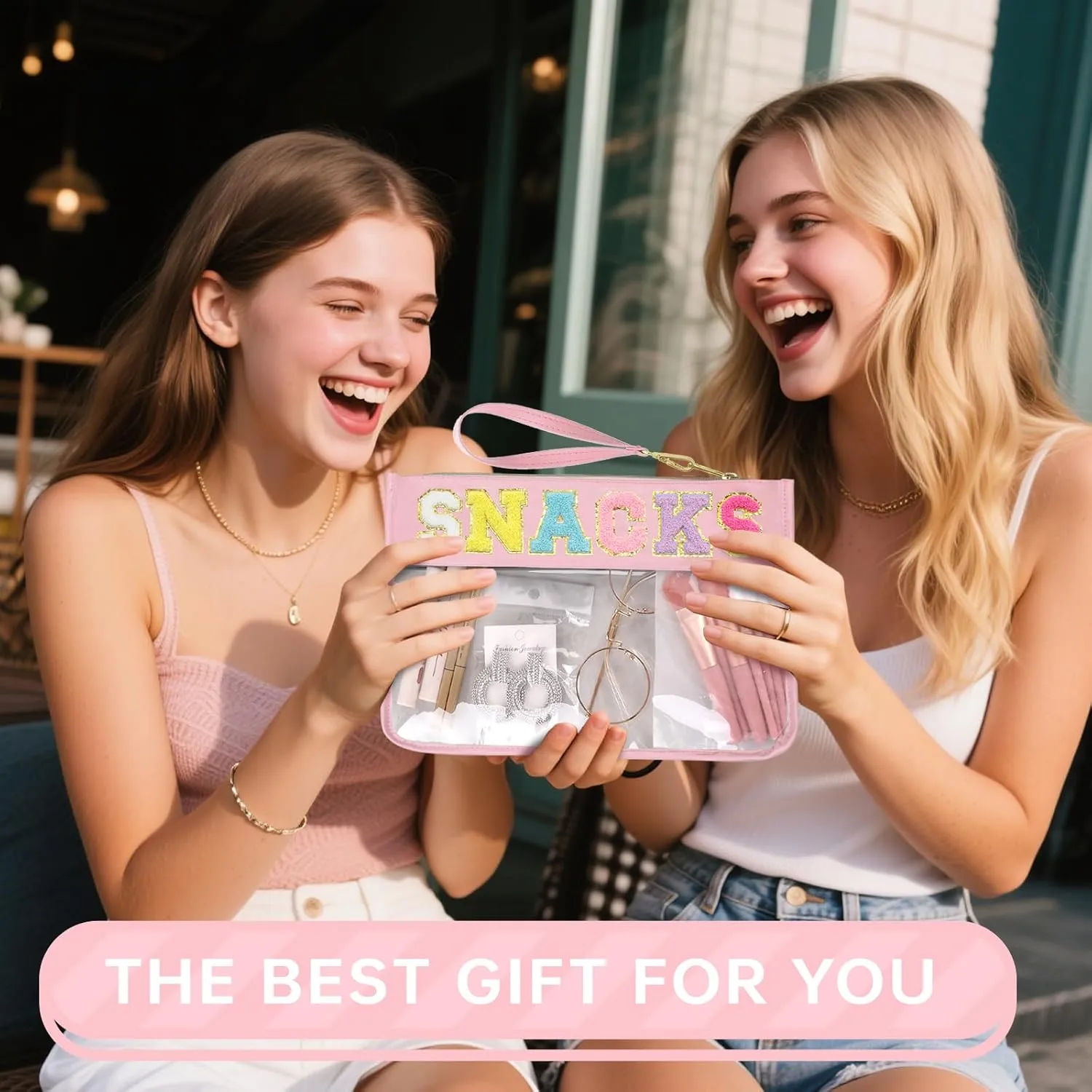 Snack Bags Pouch Travel Makeup Bag Chenille Letter Bags for Zipper Pouch Clear Cosmetic Bag Tote Bag Makeup Travel Bag for Women
