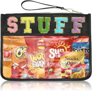 Snack Bags Pouch Travel Makeup Bag Chenille Letter Bags for Zipper Pouch Clear Cosmetic Bag Tote Bag Makeup Travel Bag for Women