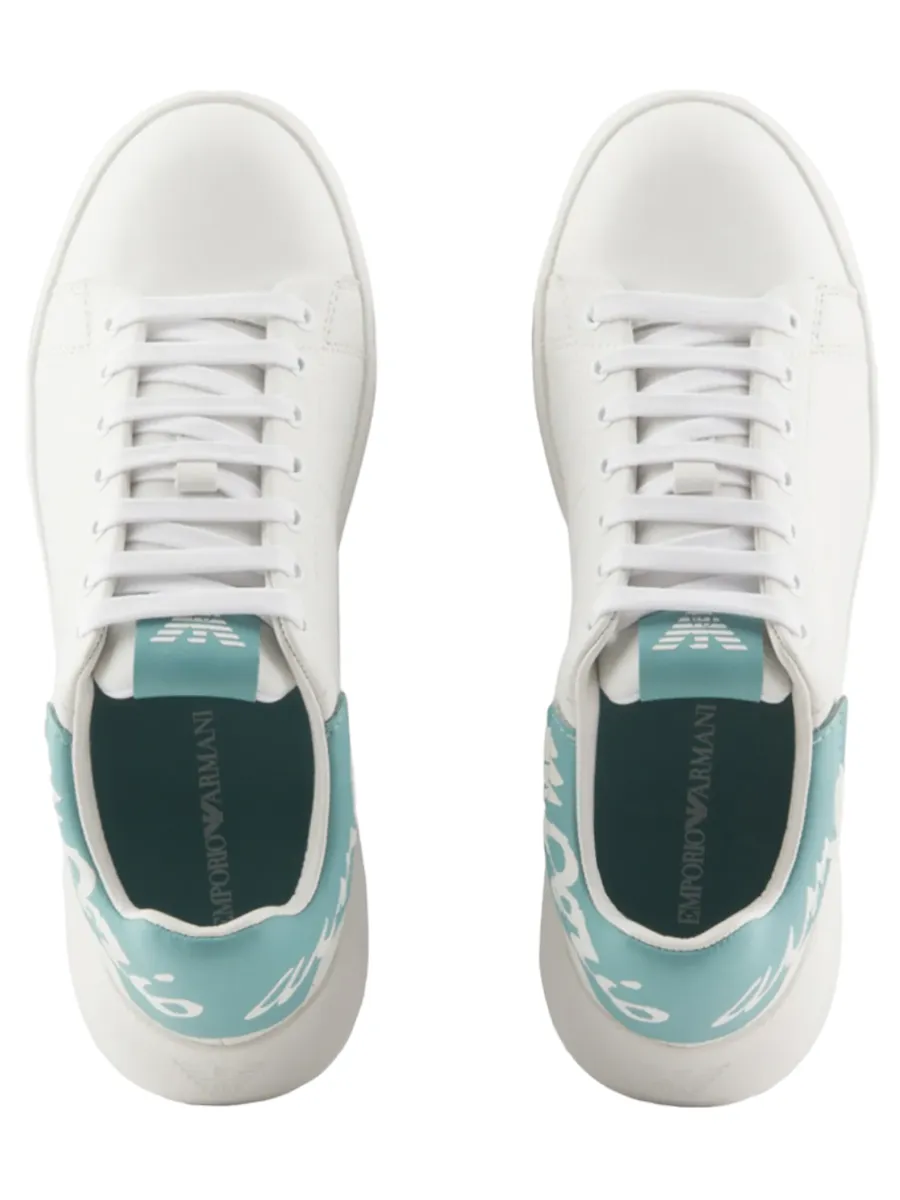 Sneakers in nappa con retro logo signature