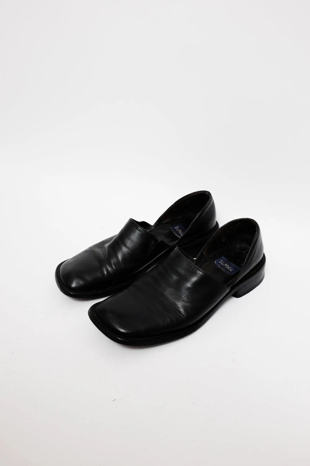 SQUARE TOE 38 BLACK ITALY LEATHER SHOES