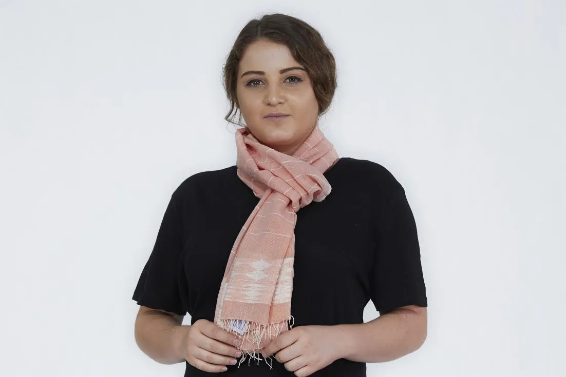 Stinson by SOSH - Handwoven Cotton Scarf, Salmon